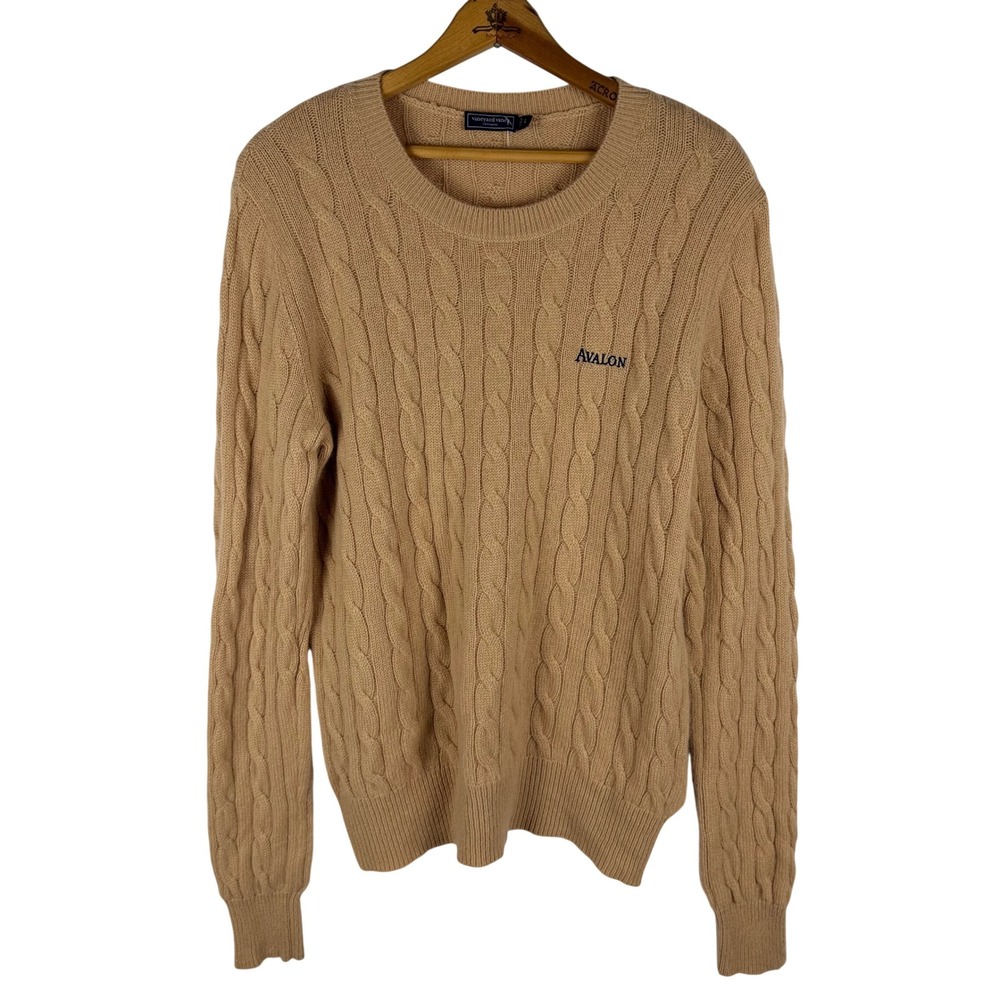 Vineyard Vines Cashmere Cable Knit Sweater Women Large Camel Old Money Preppy - Picture 2 of 10